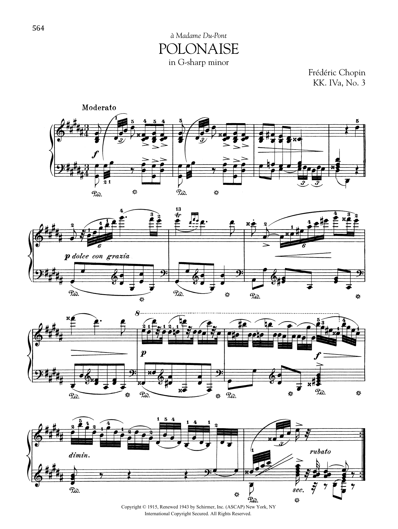 Frederic Chopin Polonaise in G-sharp minor, KK. IVa, No. 3 sheet music, chords, lyrics - Printable PDF for Piano Solo