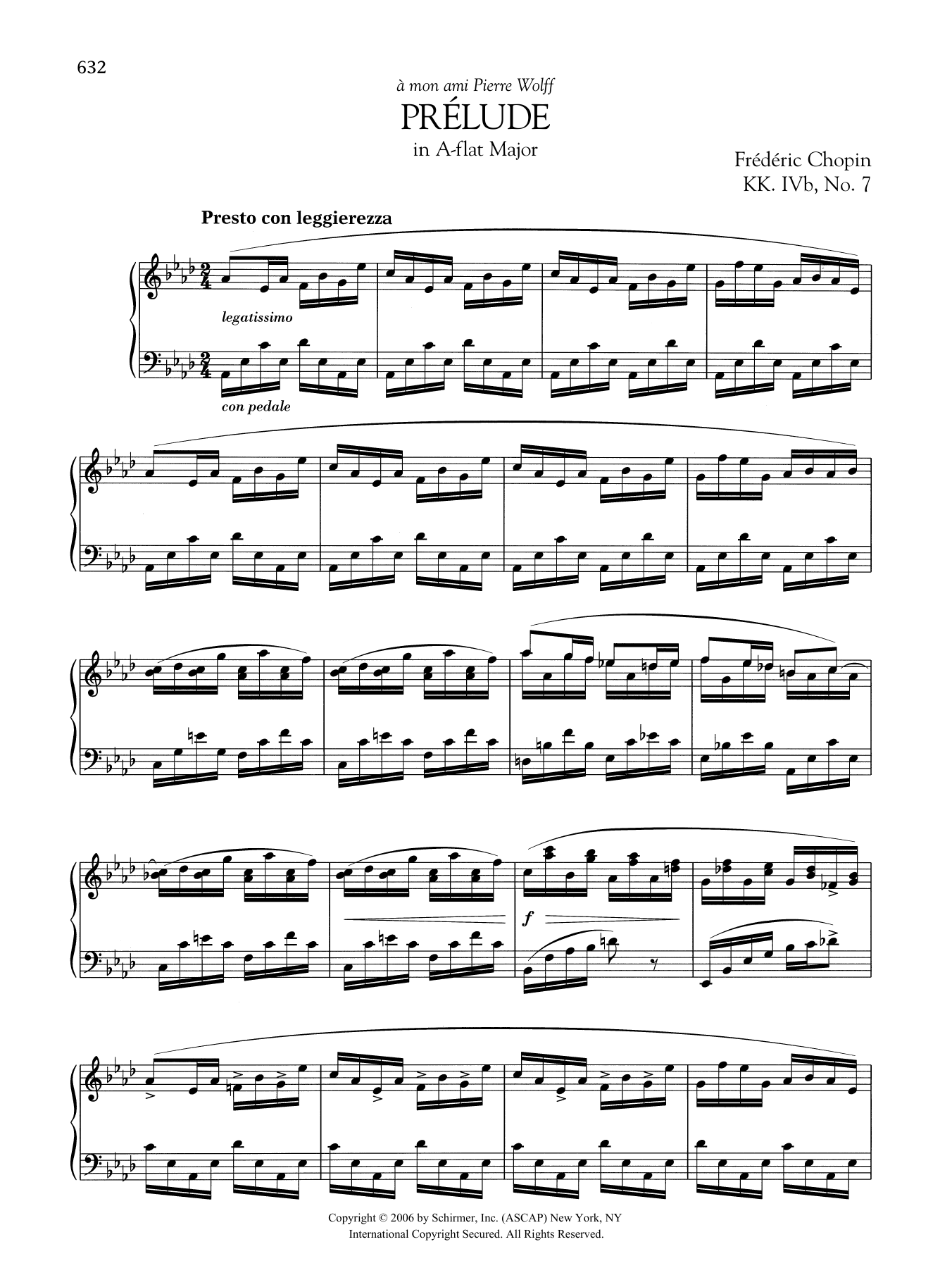 Frédéric Chopin Prélude in A-flat Major, KK. IVb, No. 7 sheet music, chords, lyrics - Printable PDF for Piano Solo