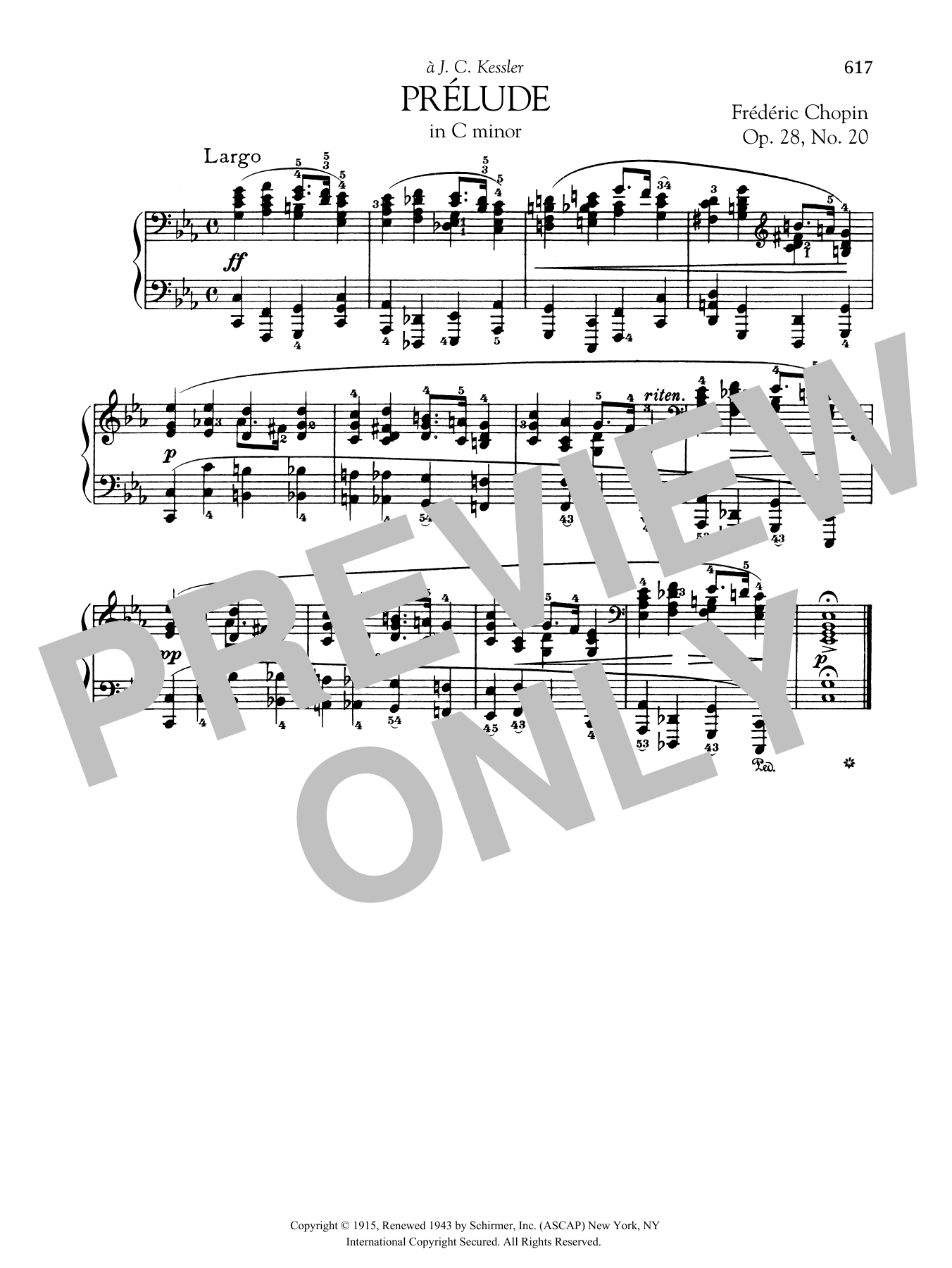 Frédéric Chopin Prelude In C Minor, Op. 28, No. 20 sheet music, chords, lyrics - Printable PDF for Piano Solo