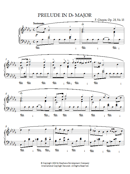 Frederic Chopin Prelude In D Flat Major, Op. 28, No. 15 (Raindrop) sheet music, chords, lyrics - Printable PDF for Piano