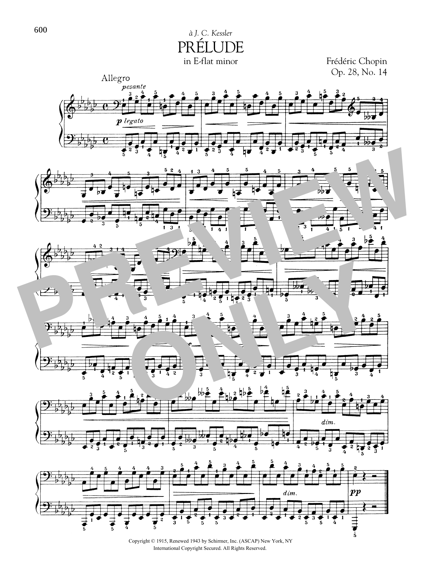 Frédéric Chopin Prélude in E-flat minor, Op. 28, No. 14 sheet music, chords, lyrics - Printable PDF for Piano Solo