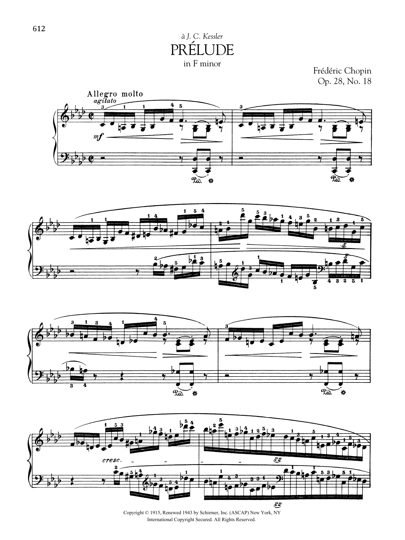 Frédéric Chopin Prélude in F minor, Op. 28, No. 18 sheet music, chords, lyrics - Printable PDF for Piano Solo