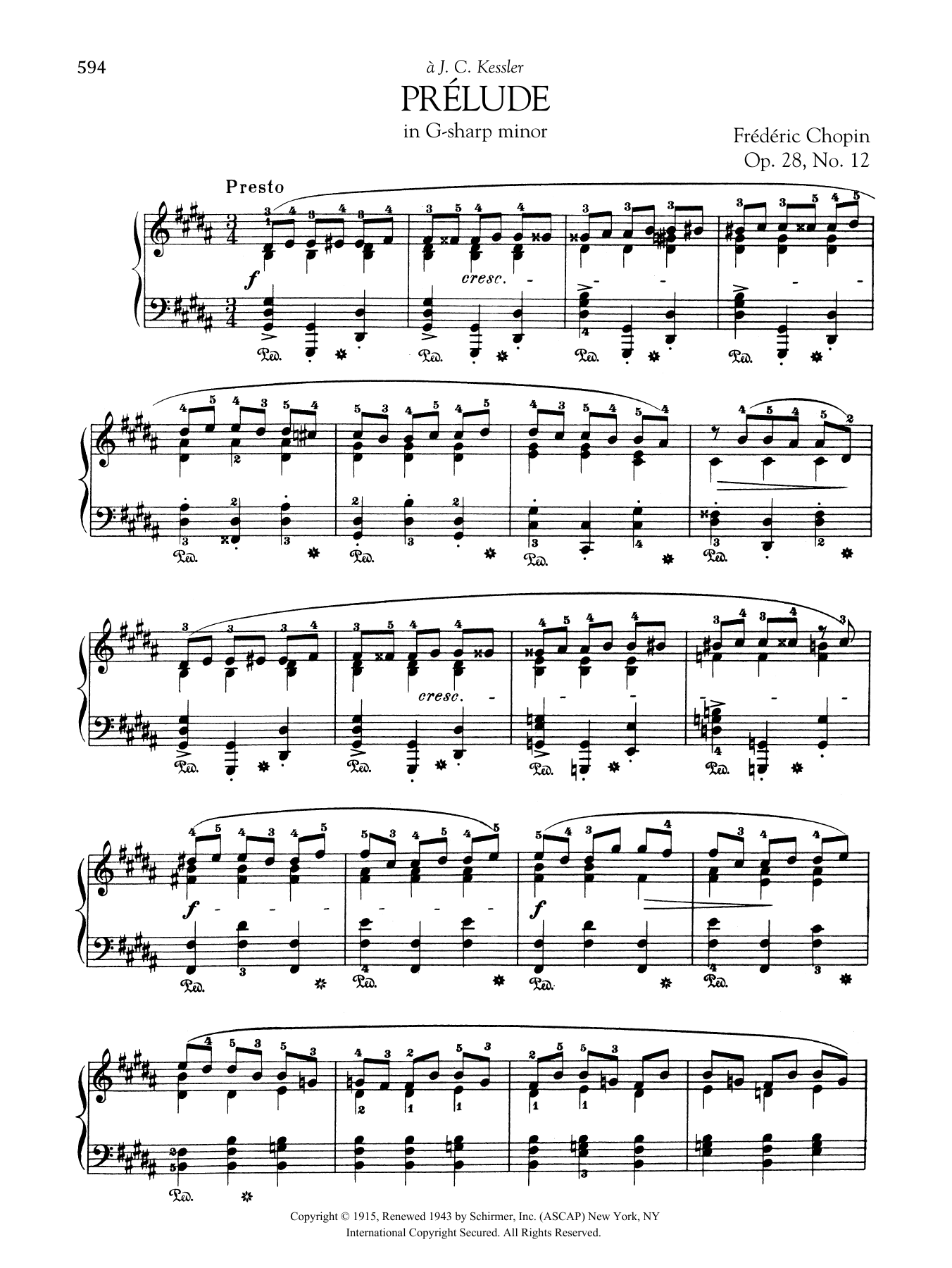 Frédéric Chopin Prélude in G-sharp minor, Op. 28, No. 12 sheet music, chords, lyrics - Printable PDF for Piano Solo