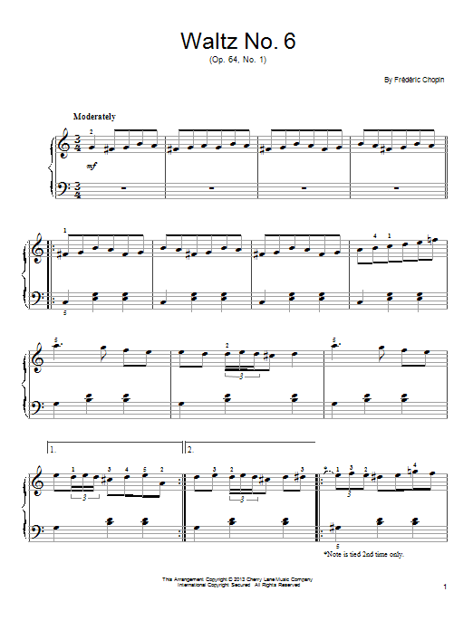 Frederic Chopin Waltz in D-flat Major, Op. 64, No. 1 sheet music, chords, lyrics - Printable PDF for Piano Solo