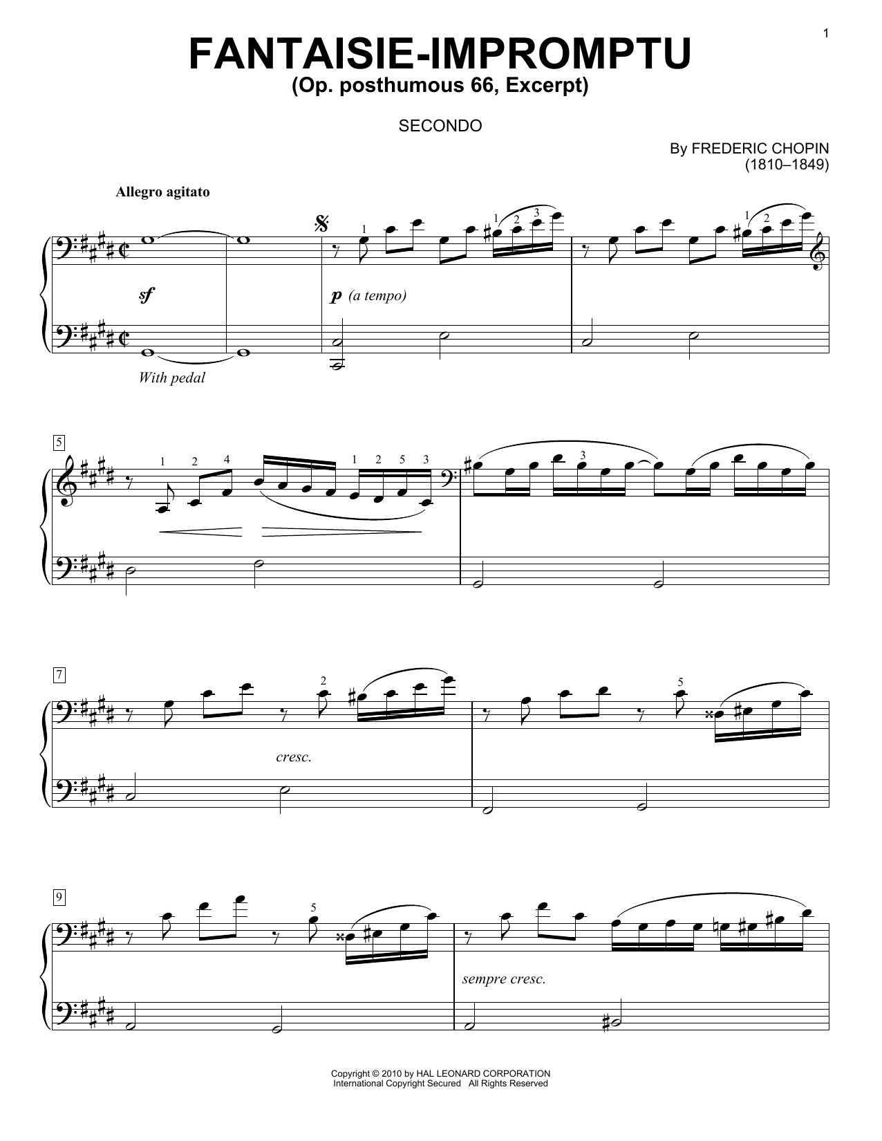 Frederic Chopin Fantaisie - Impromptu sheet music preview music notes and score for Piano Duet including 8 page(s)