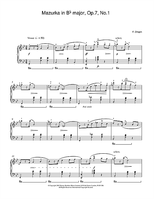 Learn to play Frederic Chopin Mazurka in B Flat major Op.7 No.1 sheet music for Piano in minutes. Frederic Chopin Mazurka in B Flat major Op.7 No.1 sheet music notes and chords