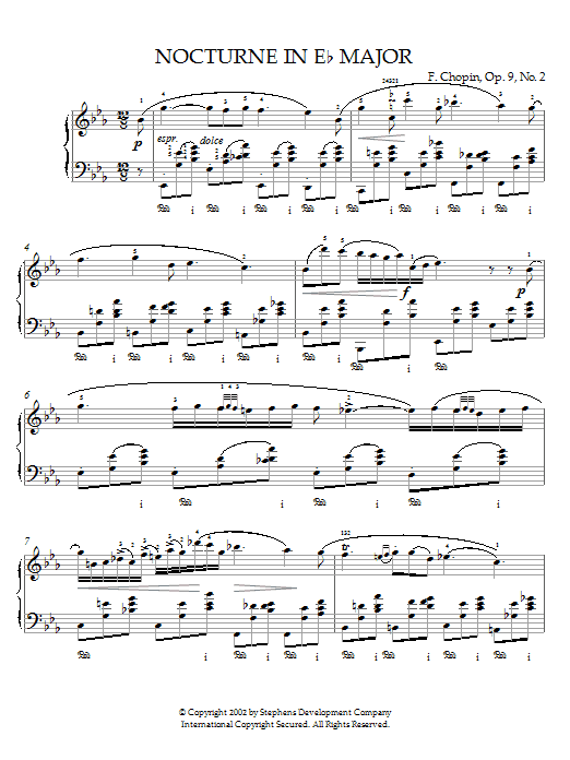 Learn to play Frederic Chopin Nocturne In E Flat Major, Op. 9, No. 2 sheet music for Piano in minutes. Frederic Chopin Nocturne In E Flat Major, Op. 9, No. 2 sheet music notes and chords