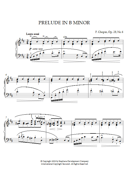 Learn to play Frederic Chopin Prelude In B Minor, Op. 28, No. 6 sheet music for Piano in minutes. Frederic Chopin Prelude In B Minor, Op. 28, No. 6 sheet music notes and chords