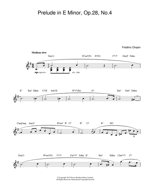 Learn to play Frederic Chopin Prelude in E Minor, Op.28, No.4 sheet music for Piano in minutes. Frederic Chopin Prelude in E Minor, Op.28, No.4 sheet music notes and chords