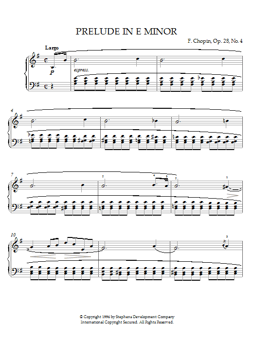 Learn to play Frederic Chopin Prelude In E Minor, Op. 28, No. 4 sheet music for Piano in minutes. Frederic Chopin Prelude In E Minor, Op. 28, No. 4 sheet music notes and chords