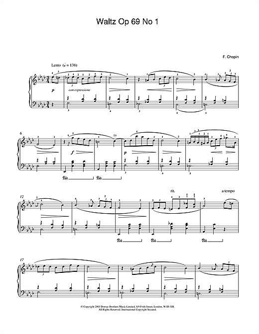 Learn to play Frederic Chopin Waltz Op.69, No.1 sheet music for Piano in minutes. Frederic Chopin Waltz Op.69, No.1 sheet music notes and chords