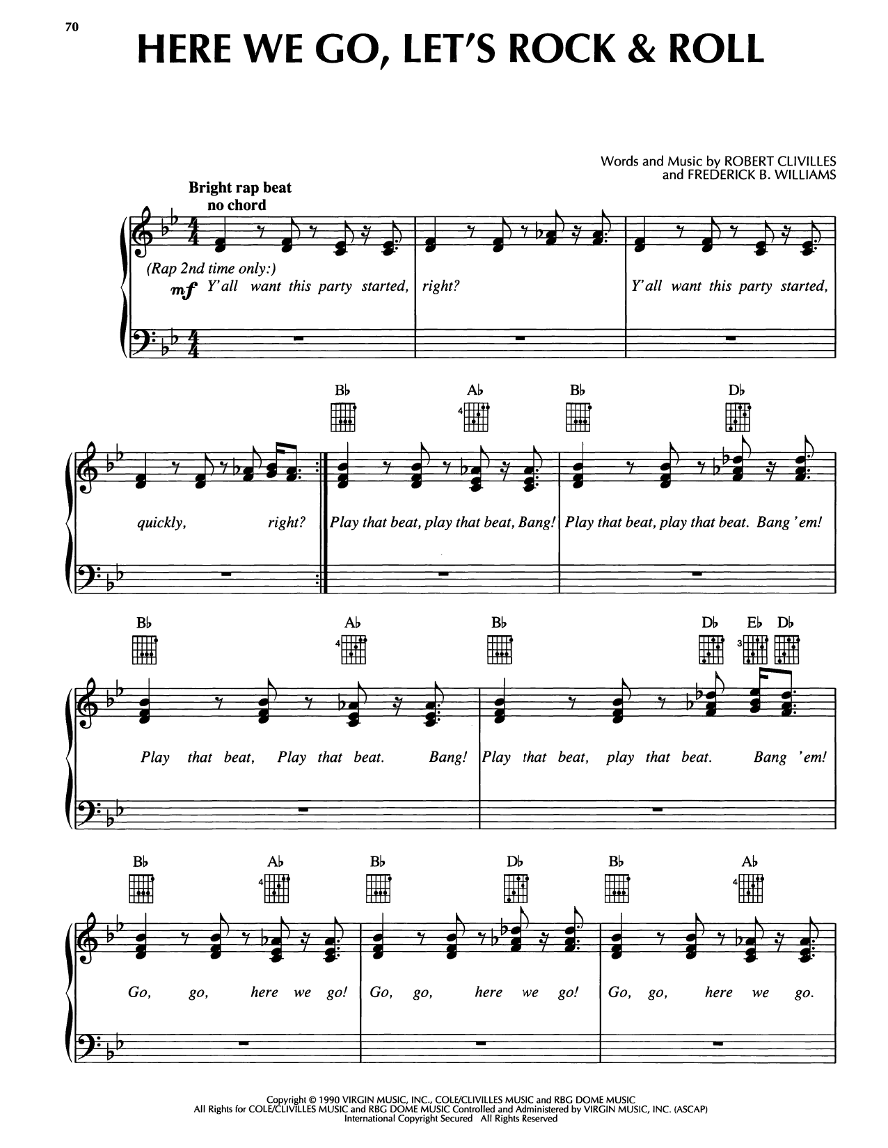Frederick B. Williams Here We Go, Let's Rock & Roll sheet music, chords, lyrics - Printable PDF for Piano, Vocal & Guitar Chords (Right-Hand Melody)