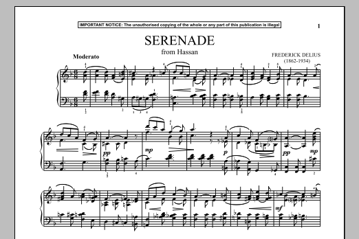 Learn to play Frederick Delius Hassan, Serenade sheet music for Piano in minutes. Frederick Delius Hassan, Serenade sheet music preview music notes and score for Piano including 1 page(s)