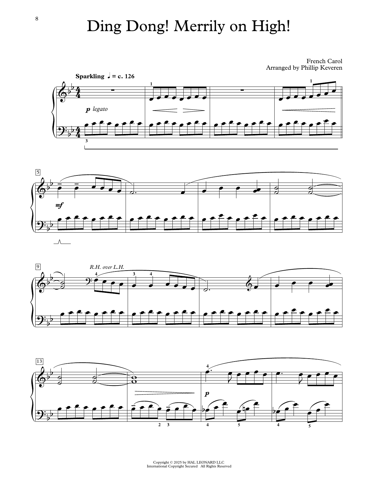 French Carol Ding Dong! Merrily On High! (arr. Phillip Keveren) sheet music, chords, lyrics - Printable PDF for Educational Piano