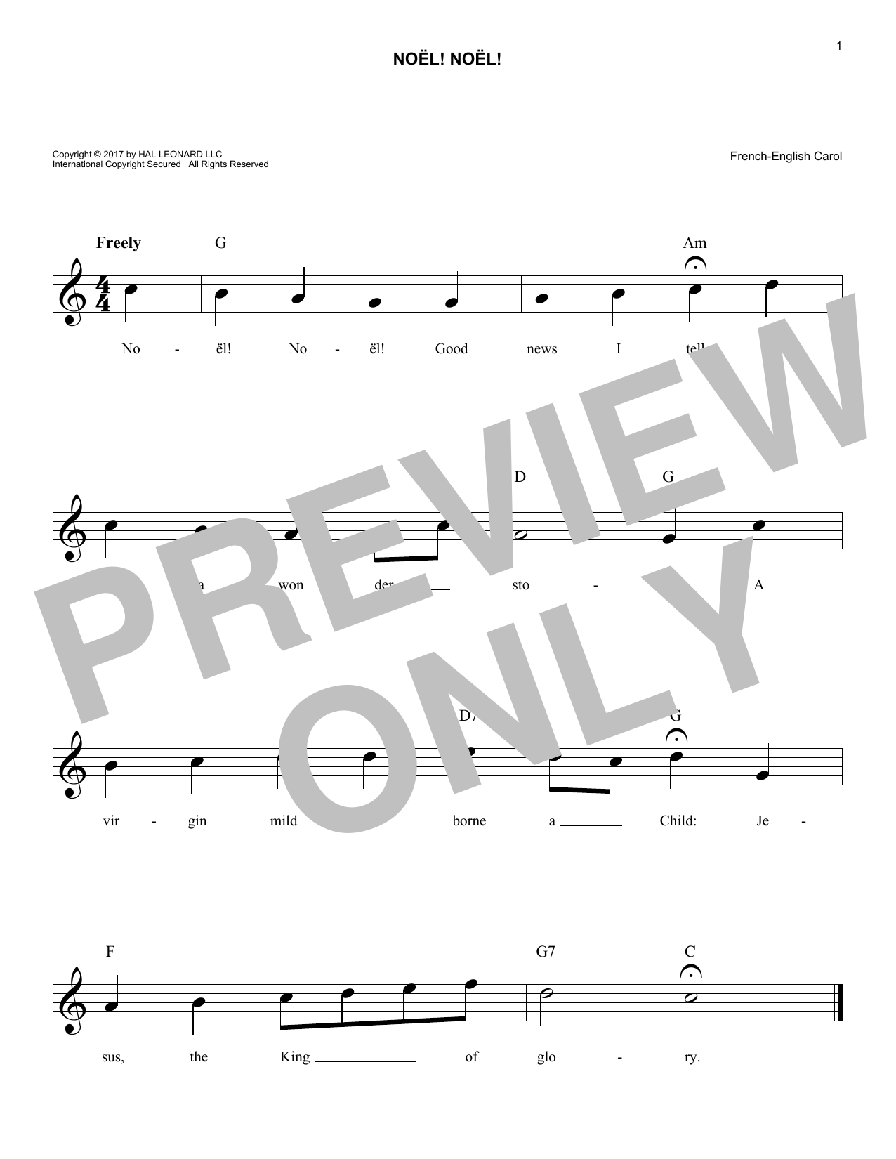Traditional Carol Noel! Noel! sheet music, chords, lyrics - Printable PDF for Easy Piano
