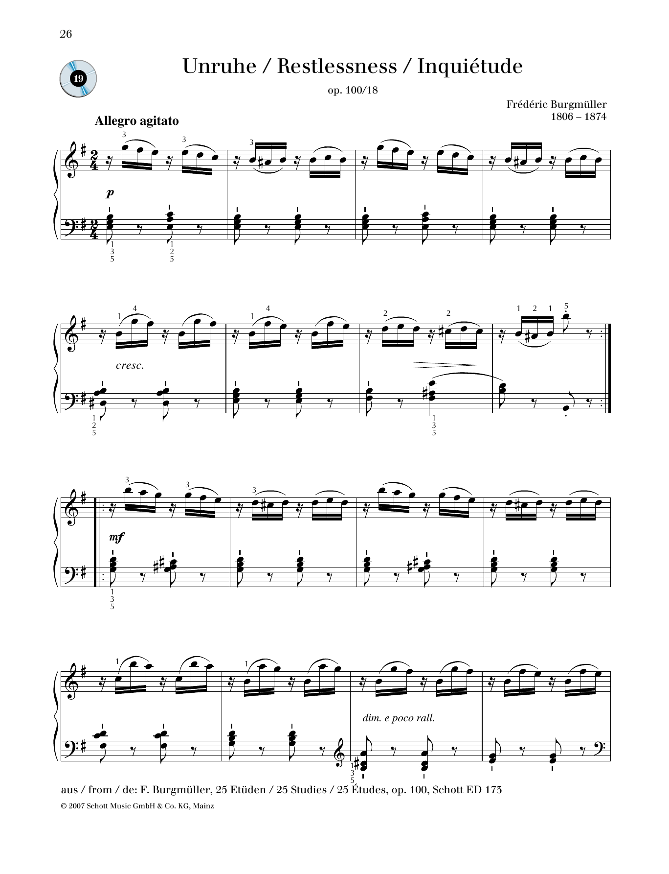 Learn to play Friedrich Burgmuller Restlessness sheet music for Piano Solo in minutes. Friedrich Burgmuller Restlessness sheet music preview music notes and score for Piano Solo including 1 page(s)
