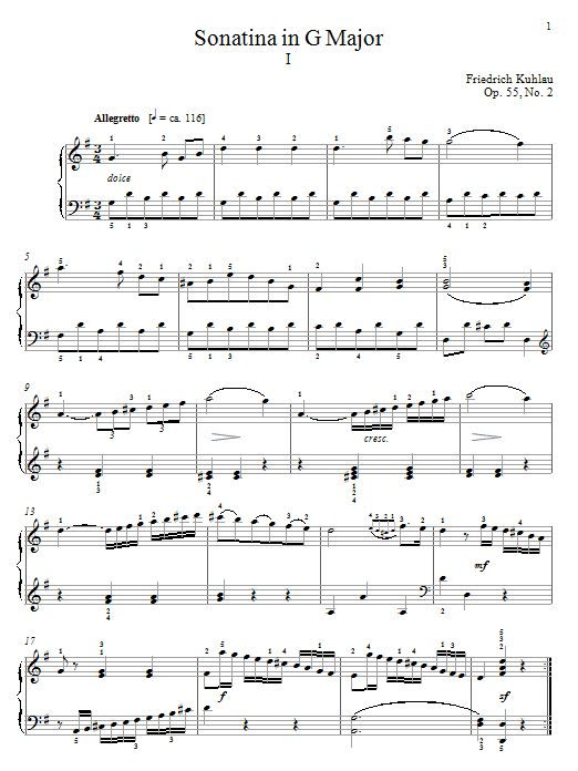 Learn to play Friedrich Kuhlau Sonatina In G Major, Op. 55, No. 2 sheet music for Piano in minutes. Friedrich Kuhlau Sonatina In G Major, Op. 55, No. 2 sheet music notes and chords