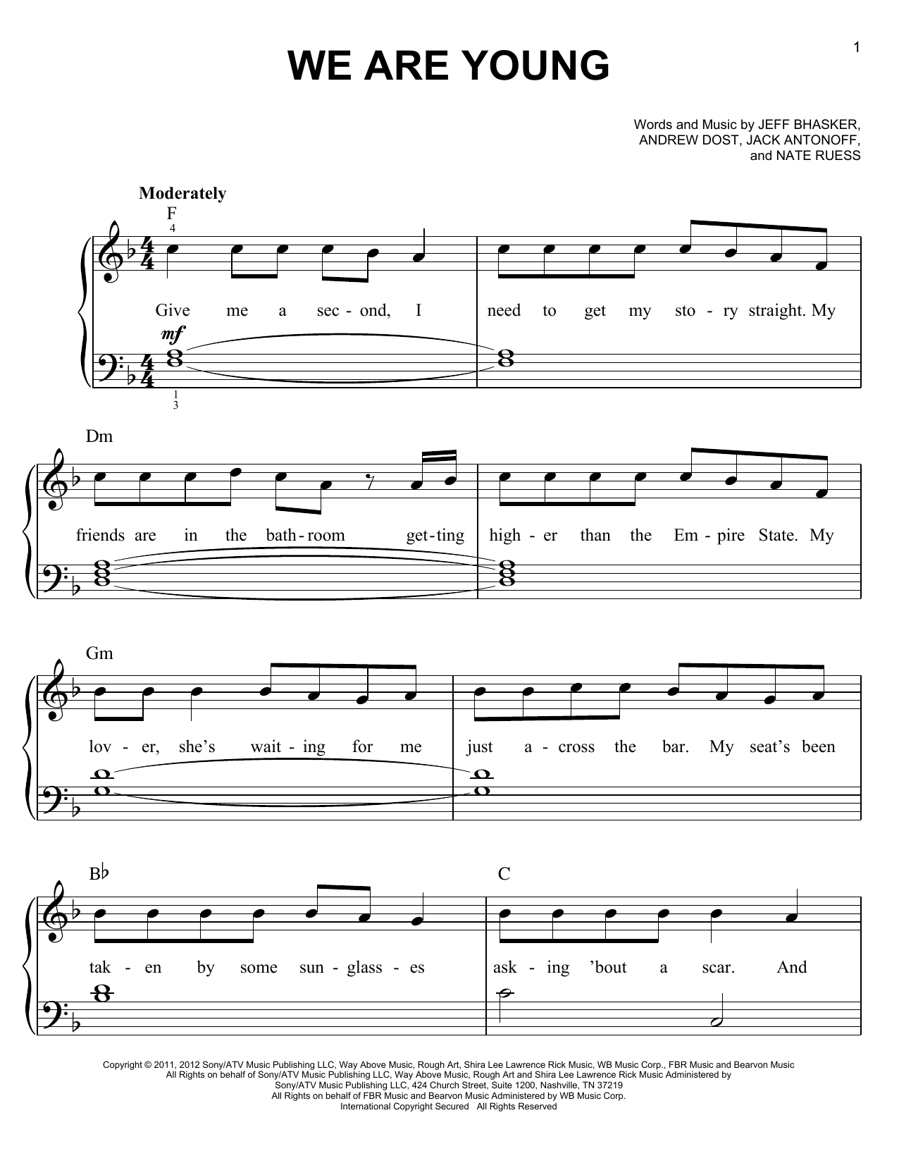Learn to play fun. We Are Young sheet music for Drums Transcription in minutes. fun. We Are Young sheet music preview music notes and score for Drums Transcription including 1 page(s)