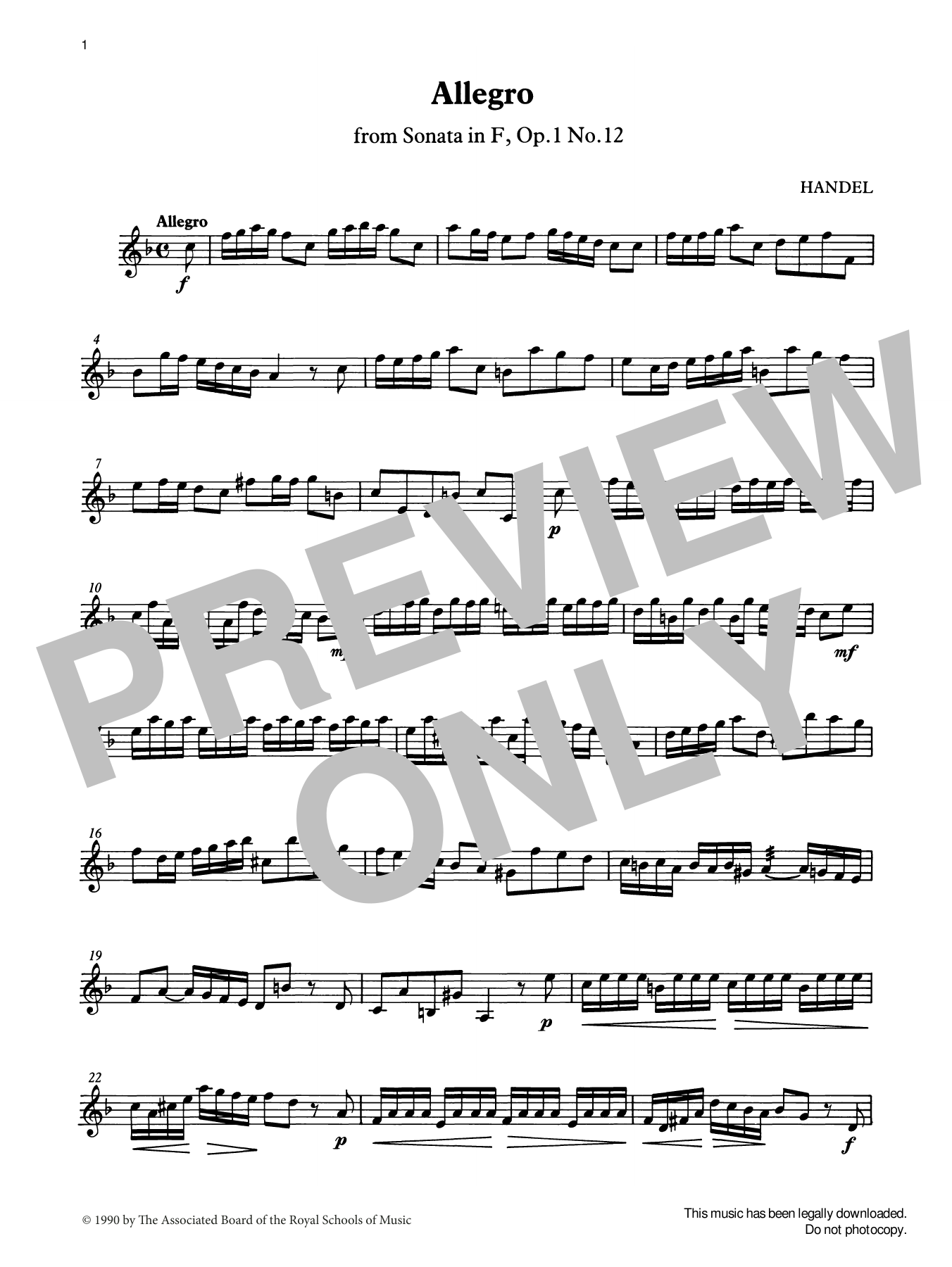 G. F. Handel Allegro (score & part) from Graded Music for Tuned Percussion, Book III sheet music, chords, lyrics - Printable PDF for Percussion Solo