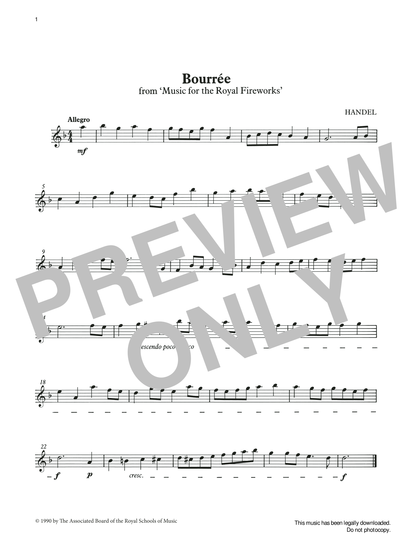 G. F. Handel Bourrée from Graded Music for Tuned Percussion, Book I sheet music, chords, lyrics - Printable PDF for Percussion Solo