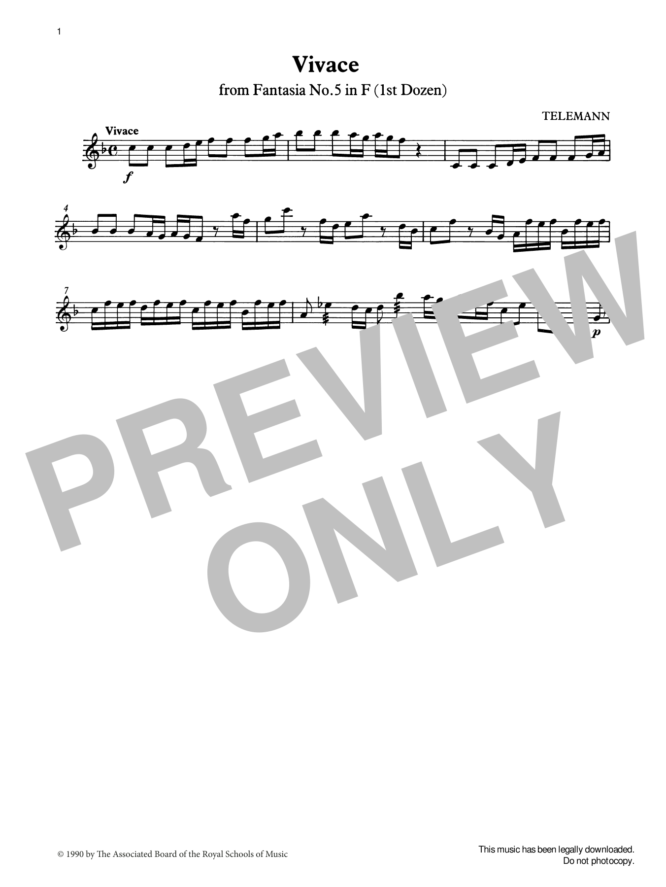 G. P. Telemann Vivace from Graded Music for Tuned Percussion, Book III sheet music, chords, lyrics - Printable PDF for Percussion Solo