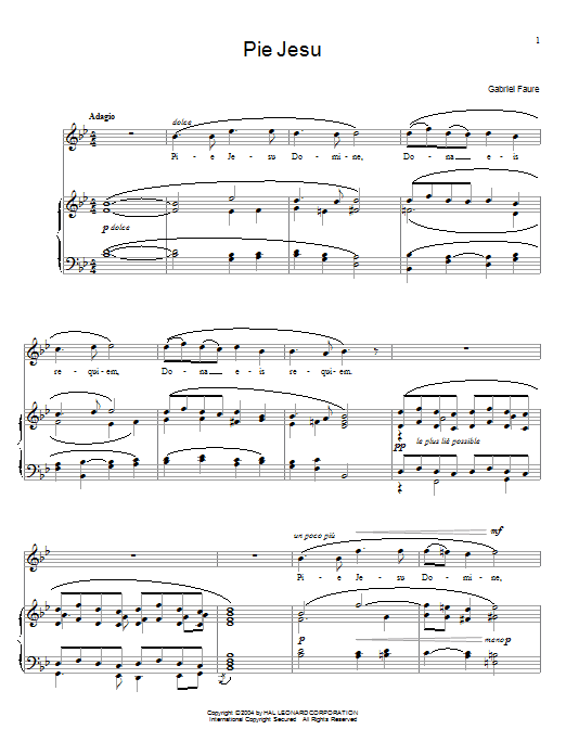 Learn to play Gabriel Fauré Pie Jesu sheet music for Piano, Vocal & Guitar (Right-Hand Melody) in minutes. Gabriel Fauré Pie Jesu sheet music notes and chords