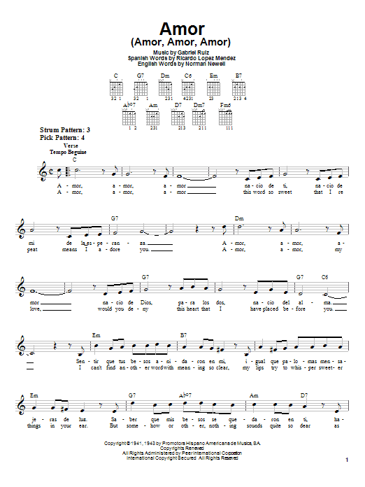 Learn to play Gabriel Ruiz Amor (Amor, Amor, Amor) sheet music for Easy Piano in minutes. Gabriel Ruiz Amor (Amor, Amor, Amor) sheet music notes and chords