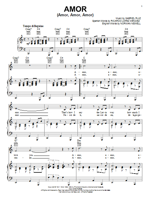 Learn to play Gabriel Ruiz Amor (Amor, Amor, Amor) sheet music for Piano in minutes. Gabriel Ruiz Amor (Amor, Amor, Amor) sheet music preview music notes and score for Piano including 5 page(s)