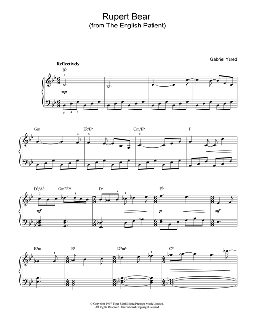 Learn to play Gabriel Yared Rupert Bear (from The English Patient) sheet music for Piano in minutes. Gabriel Yared Rupert Bear (from The English Patient) sheet music notes and chords
