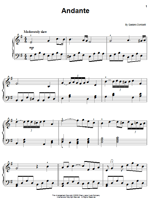 Learn to play Gaetano Donizetti Andante sheet music for Easy Piano in minutes. Gaetano Donizetti Andante sheet music notes and chords