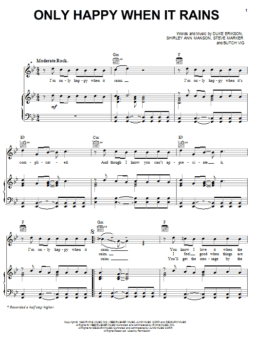 Learn to play Garbage Only Happy When It Rains sheet music for Piano, Vocal & Guitar (Right-Hand Melody) in minutes. Garbage Only Happy When It Rains sheet music notes and chords