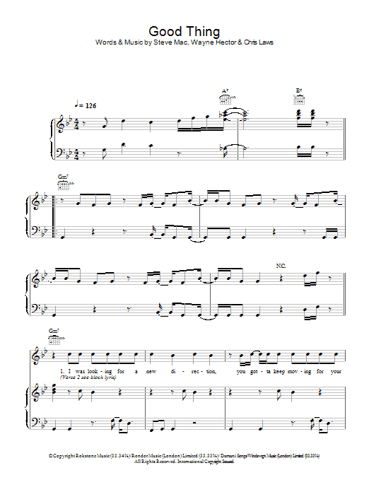Learn to play Gareth Gates Good Thing sheet music for Piano, Vocal & Guitar in minutes. Gareth Gates Good Thing sheet music preview music notes and score for Piano, Vocal & Guitar including 4 page(s)