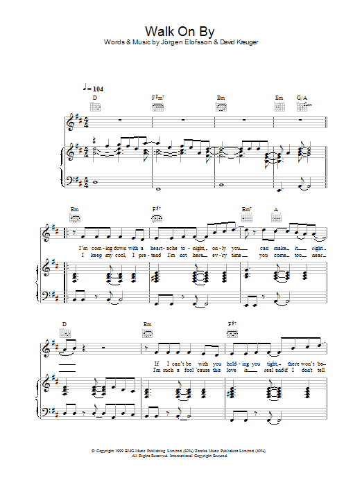 Learn to play Gareth Gates Walk On By sheet music for Piano, Vocal & Guitar in minutes. Gareth Gates Walk On By sheet music preview music notes and score for Piano, Vocal & Guitar including 4 page(s)