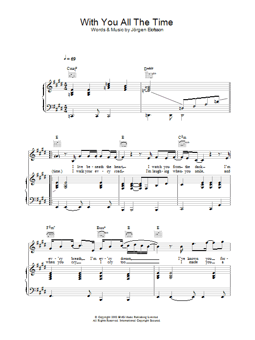 Learn to play Gareth Gates With You All The Time sheet music for Melody Line, Lyrics & Chords in minutes. Gareth Gates With You All The Time sheet music preview music notes and score for Melody Line, Lyrics & Chords including 3 page(s)