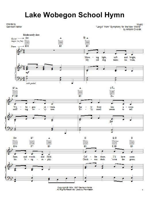 Learn to play Garrison Keillor Lake Wobegon School Hymn sheet music for Piano, Vocal & Guitar (Right-Hand Melody) in minutes. Garrison Keillor Lake Wobegon School Hymn sheet music notes and chords