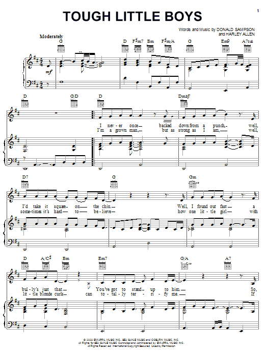Learn to play Gary Allan Tough Little Boys sheet music for Piano, Vocal & Guitar (Right-Hand Melody) in minutes. Gary Allan Tough Little Boys sheet music notes and chords