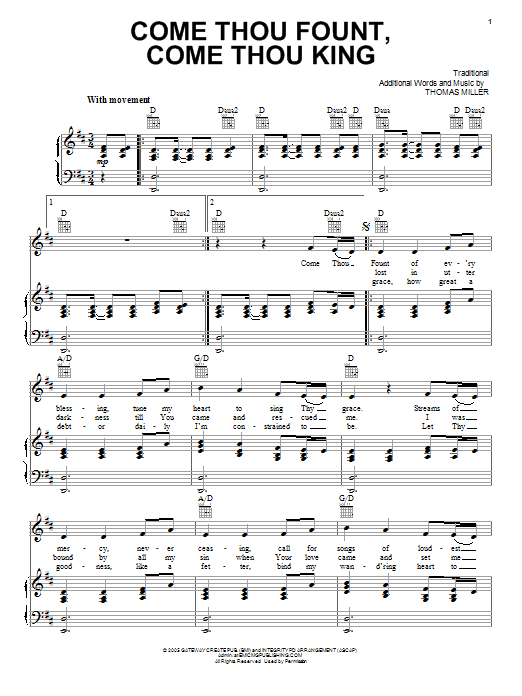 Learn to play Gateway Worship Come Thou Fount, Come Thou King sheet music for Easy Piano in minutes. Gateway Worship Come Thou Fount, Come Thou King sheet music notes and chords