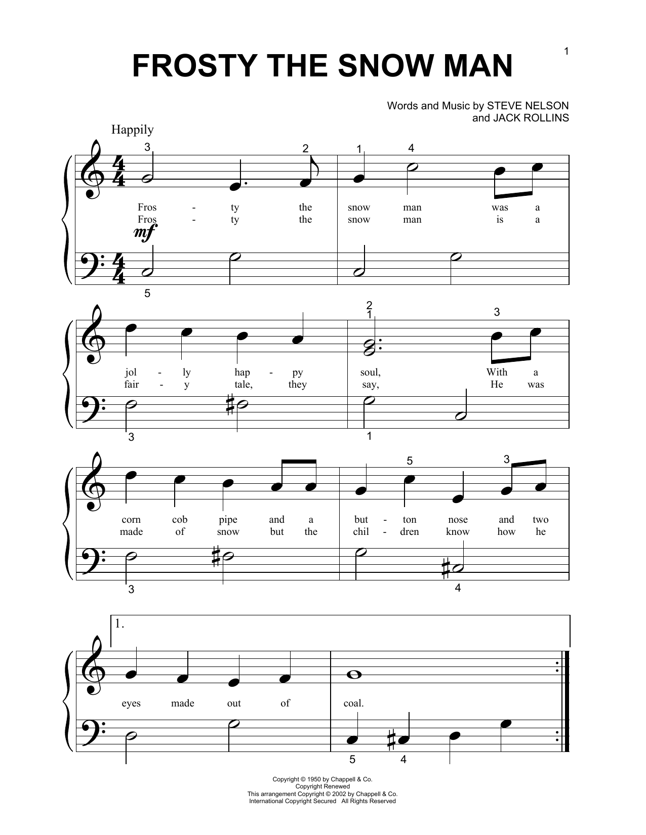 Learn to play Gene Autry Frosty The Snow Man sheet music for Piano (Big Notes) in minutes. Gene Autry Frosty The Snow Man sheet music notes and chords