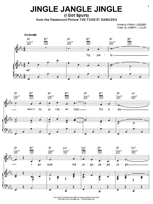 Learn to play Gene Autry Jingle Jangle Jingle (I Got Spurs) sheet music for Piano, Vocal & Guitar (Right-Hand Melody) in minutes. Gene Autry Jingle Jangle Jingle (I Got Spurs) sheet music notes and chords