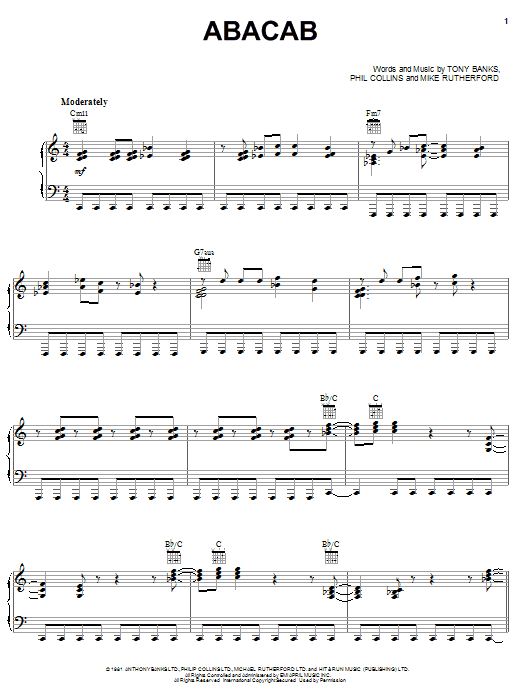 Learn to play Genesis Abacab sheet music for Piano, Vocal & Guitar (Right-Hand Melody) in minutes. Genesis Abacab sheet music notes and chords