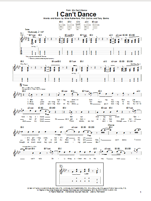Learn to play Genesis I Can't Dance sheet music for Guitar Tab in minutes. Genesis I Can't Dance sheet music preview music notes and score for Guitar Tab including 4 page(s)