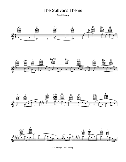 Learn to play Geoff Harvey The Sullivans Theme sheet music for Melody Line, Lyrics & Chords in minutes. Geoff Harvey The Sullivans Theme sheet music preview music notes and score for Melody Line, Lyrics & Chords including 2 page(s)