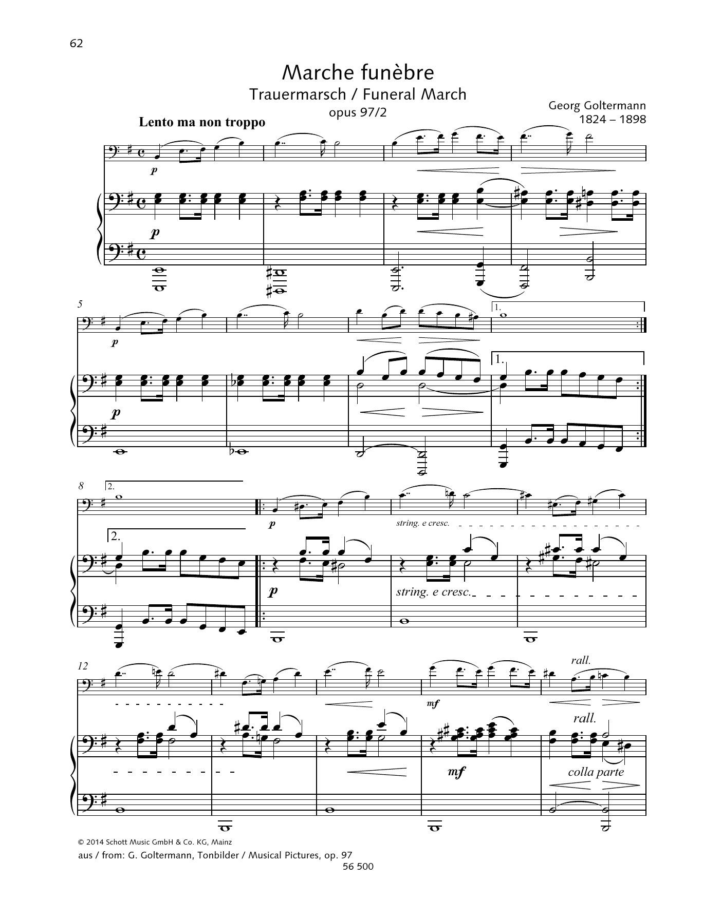 Learn to play Georg Goltermann Marche Funebre sheet music for String Solo in minutes. Georg Goltermann Marche Funebre sheet music preview music notes and score for String Solo including 3 page(s)