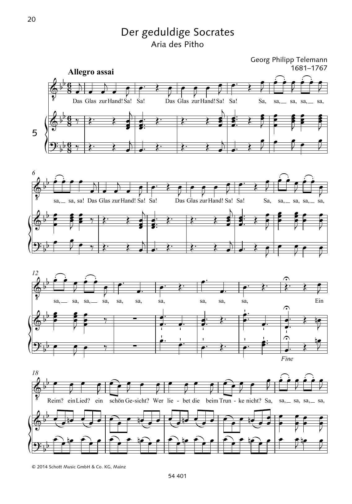 Learn to play Georg Philipp Telemann Das Glas zur Hand sheet music for Piano & Vocal in minutes. Georg Philipp Telemann Das Glas zur Hand sheet music preview music notes and score for Piano & Vocal including 2 page(s)