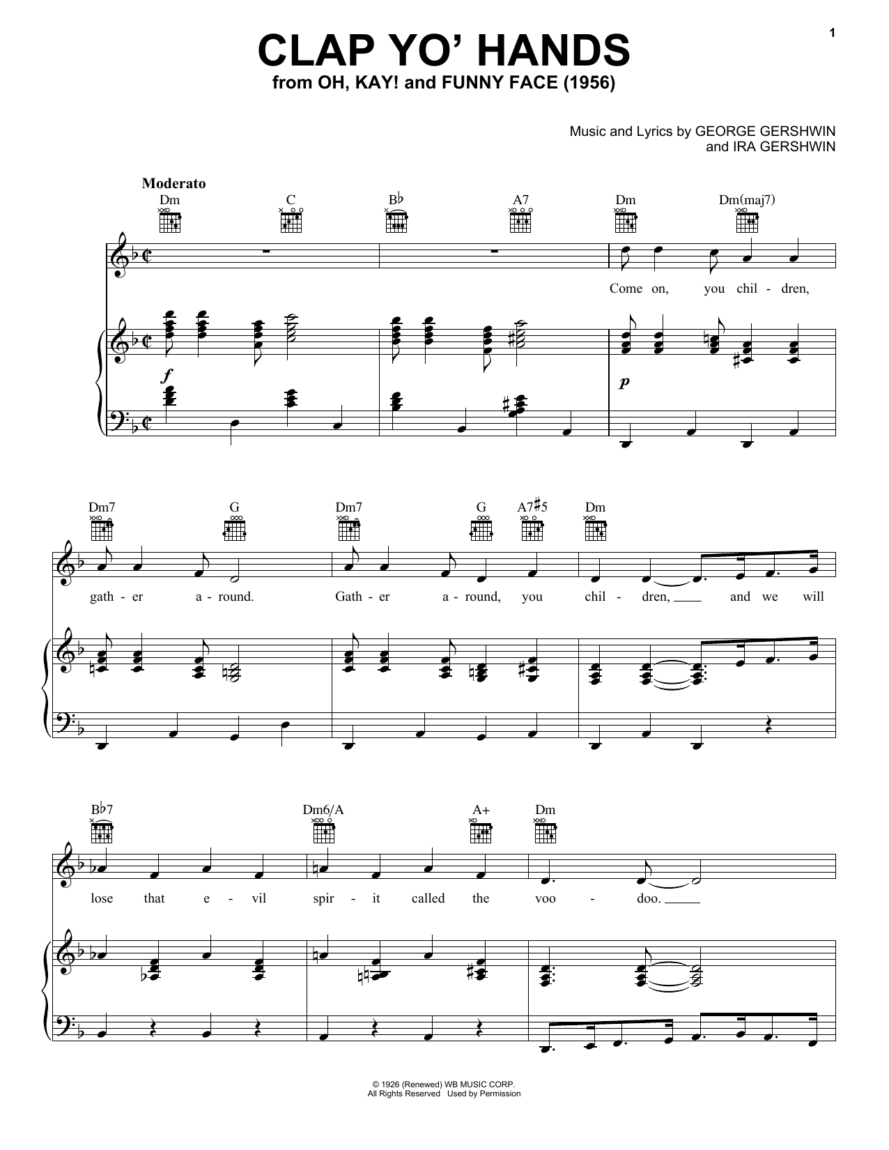 George Gershwin Clap Yo' Hands sheet music, chords, lyrics - Printable PDF for Piano, Vocal & Guitar (Right-Hand Melody)