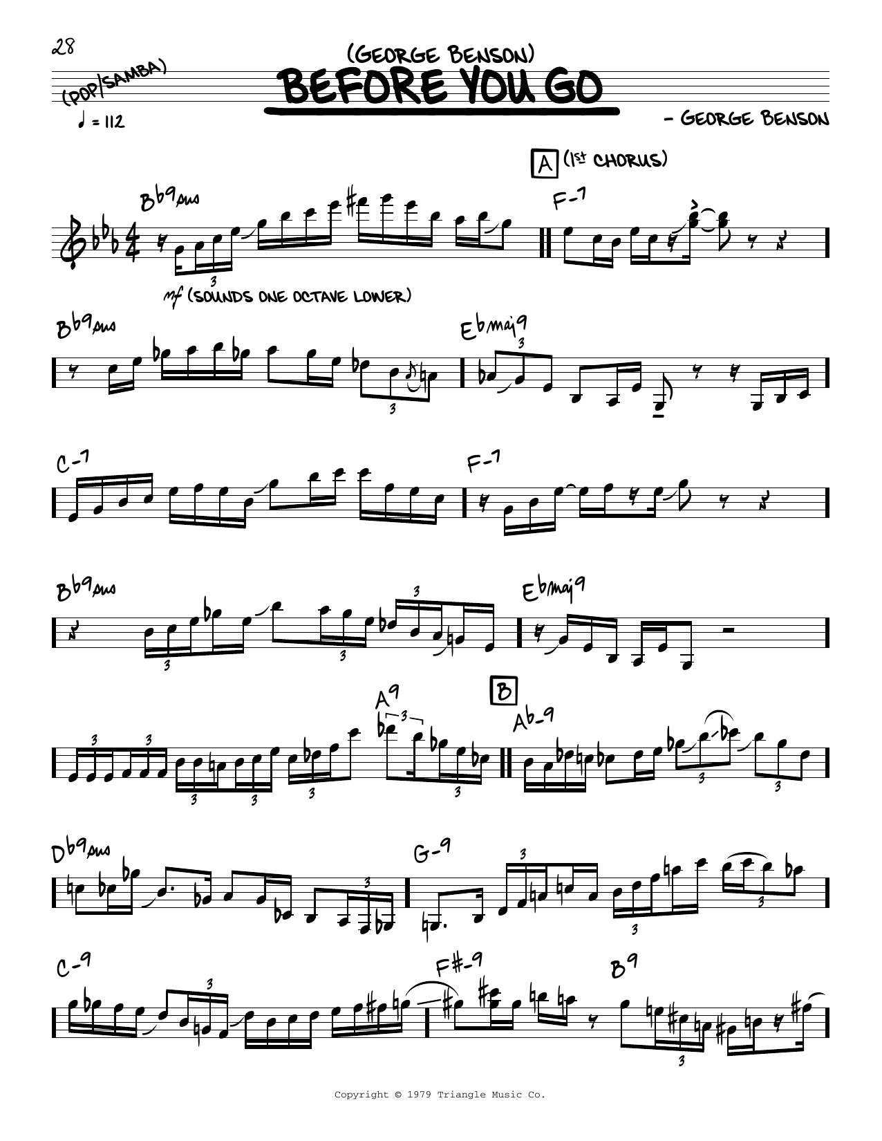 George Benson Before You Go (solo only) sheet music, chords, lyrics - Printable PDF for Real Book – Melody & Chords