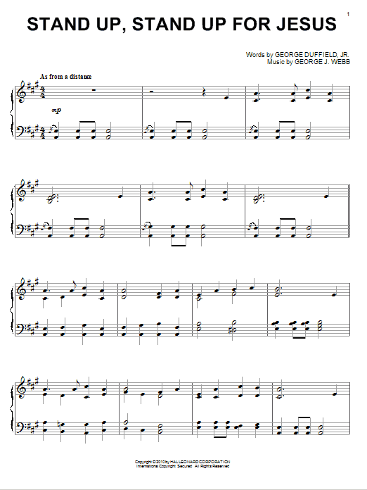 George Webb Stand Up, Stand Up For Jesus sheet music, chords, lyrics - Printable PDF for Piano, Vocal & Guitar (Right-Hand Melody)