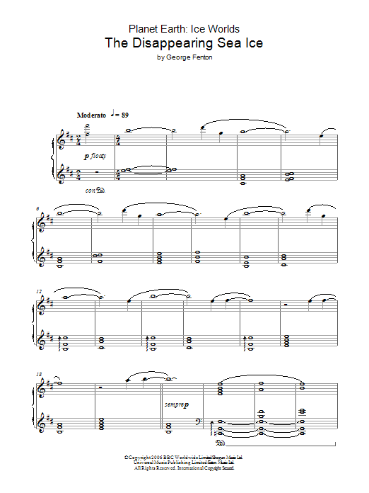 George Fenton Planet Earth: The Disappearing Sea Ice sheet music, chords, lyrics - Printable PDF for Piano