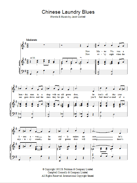George Formby Chinese Laundry Blues sheet music, chords, lyrics - Printable PDF for Piano, Vocal & Guitar (Right-Hand Melody)