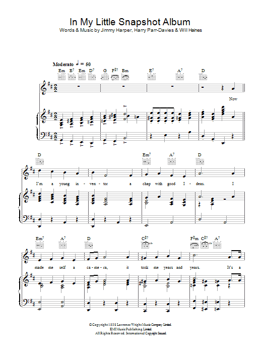 George Formby In My Little Snapshot Album sheet music, chords, lyrics - Printable PDF for Piano, Vocal & Guitar (Right-Hand Melody)